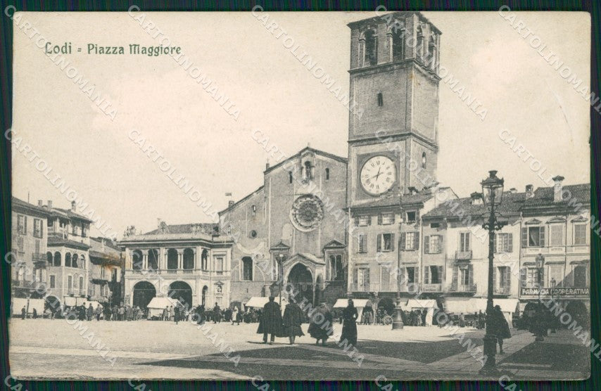 Lodi Città Farmacia Mercato cartolina ZKM9744 – fronte
