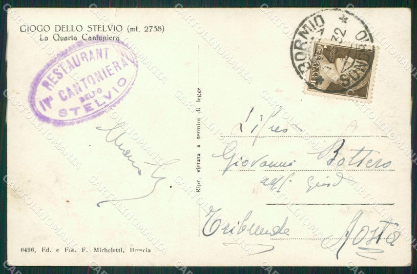 Sondrio Giogo dello Stelvio STRAPPINO Foto cartolina ZKM9806 – retro