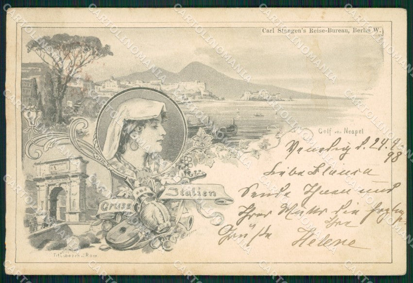 Napoli Roma Gruss Fiasco 1898 PIEGHINA cartolina ZKM9915 – fronte