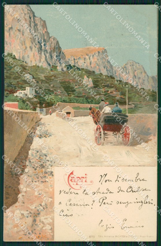 Napoli Capri Carrozza MACCHIA cartolina ZKM9922 – fronte