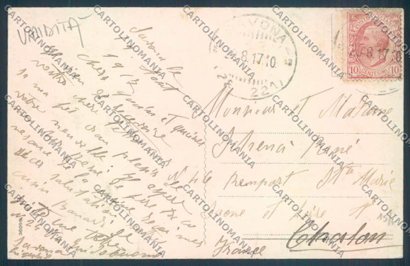 Savona Città TRACCE UMIDO cartolina ZQ0075 – retro