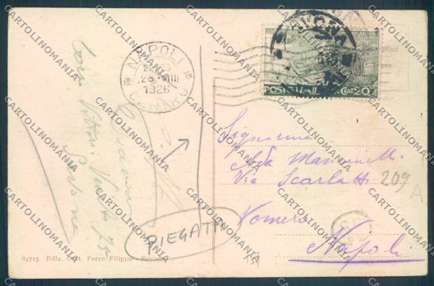Savona Città PIEGATA cartolina ZQ0086 – retro