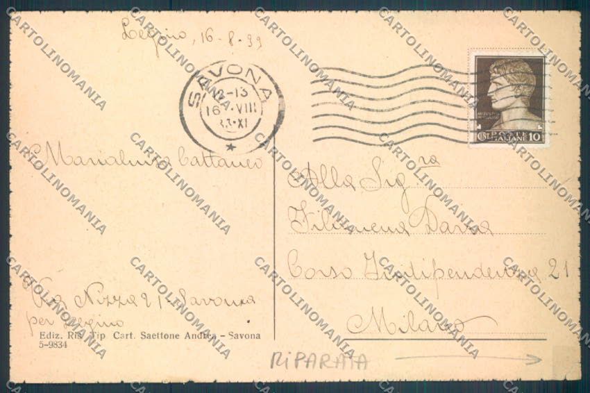 Savona Città RIPARATA cartolina ZQ0197 – retro