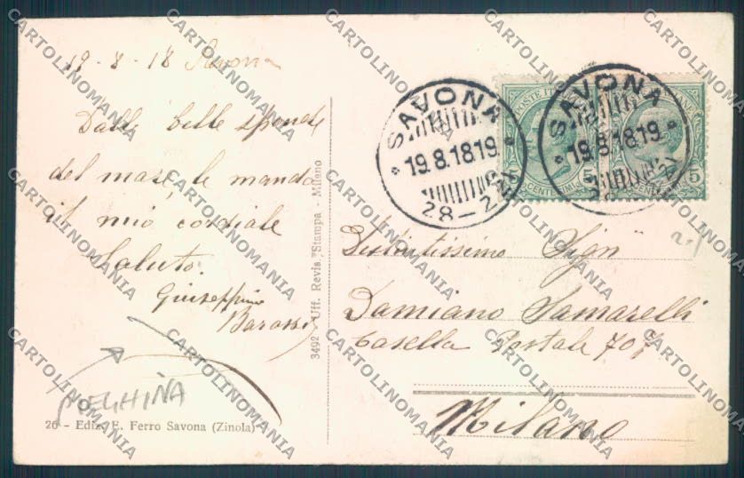 Savona Città PIEGHINA cartolina ZQ0235 – retro
