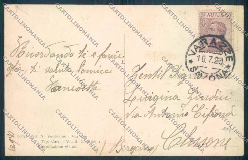Savona Varazze PIEGHINA cartolina ZQ0439 – retro