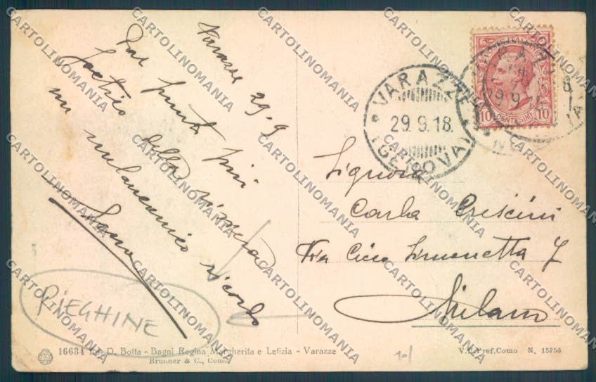 Savona Varazze PIEGATA cartolina ZQ0483 – retro