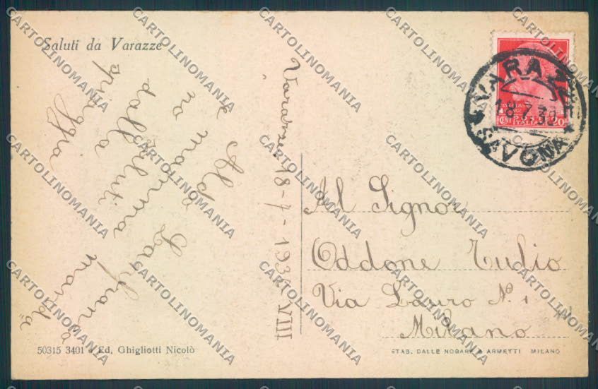 Savona Varazze cartolina ZQ0525 – retro
