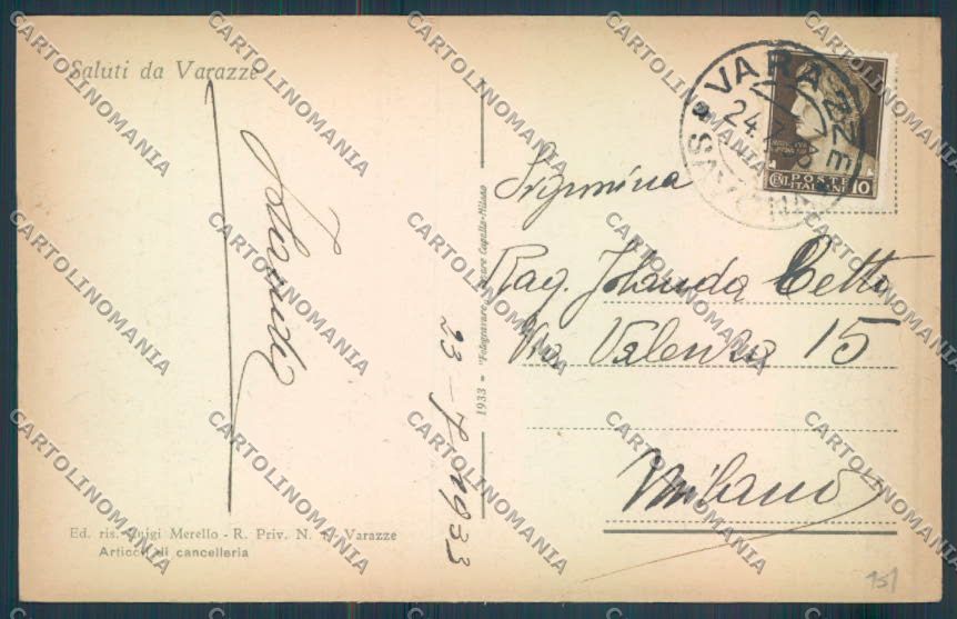 Savona Varazze cartolina ZQ0581 – retro