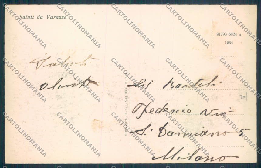Savona Varazze cartolina ZQ0682 – retro