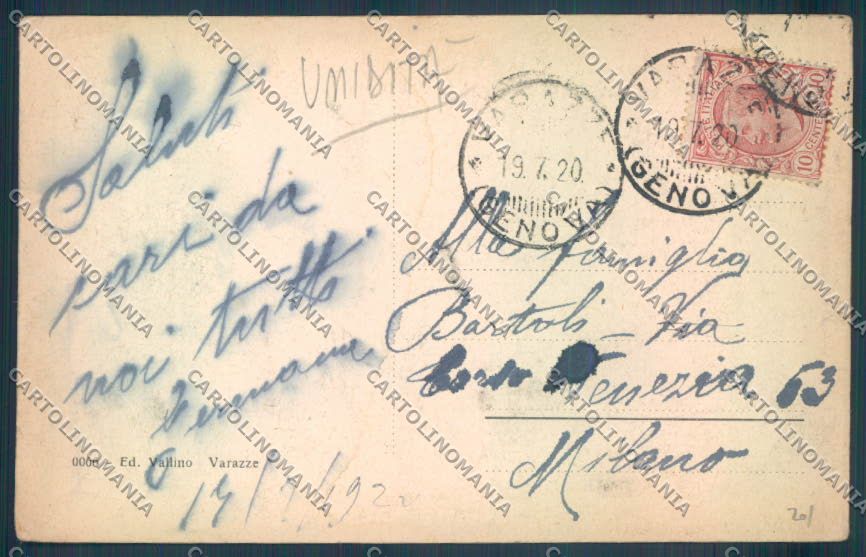 Savona Varazze TRACCE UMIDO cartolina ZQ0690 – retro
