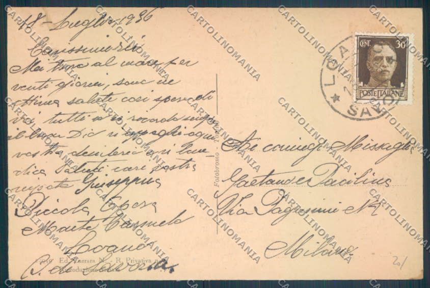 Savona Loano cartolina ZQ0742 – retro