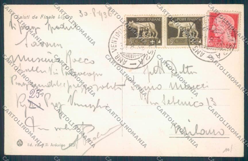 Savona Finale Ligure Finalpia cartolina ZQ0781 – retro