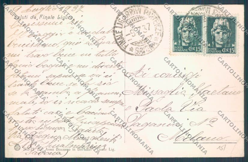 Savona Finale Ligure Barca PIEGHINA cartolina ZQ0816 – retro
