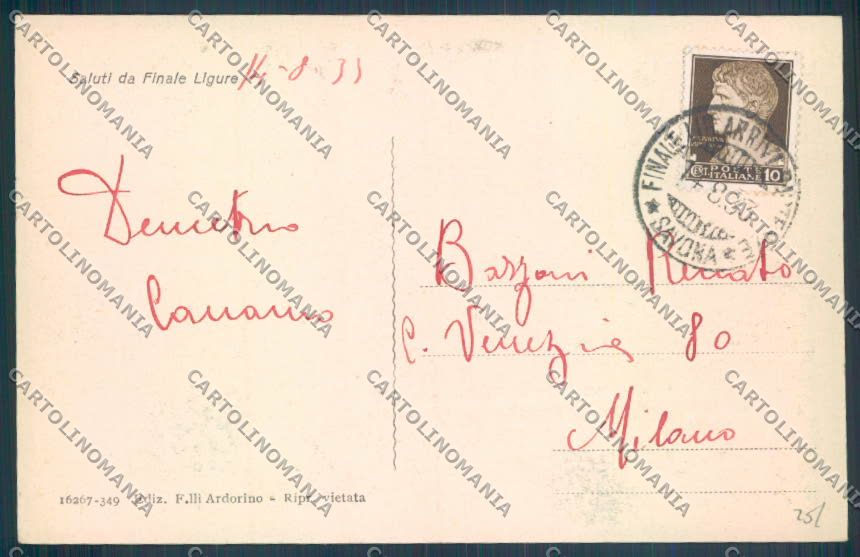 Savona Finale Ligure cartolina ZQ0845 – retro