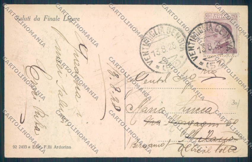 Savona Finale Ligure cartolina ZQ0846 – retro