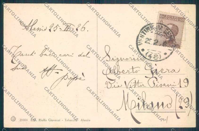 Savona Alassio cartolina ZQ0905 – retro