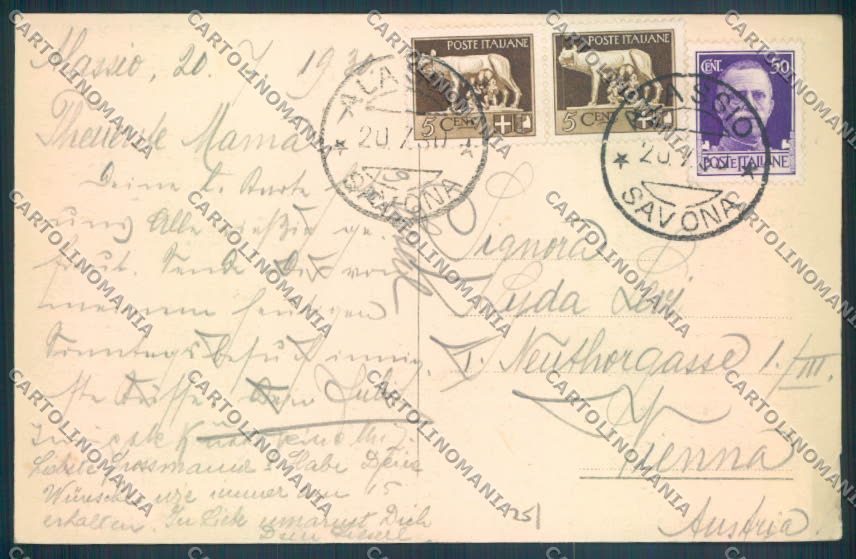 Savona Alassio PIEGHINA cartolina ZQ1094 – retro