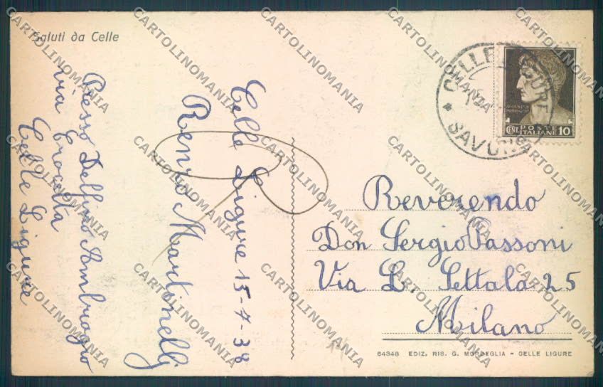 Savona Celle Ligure cartolina ZQ1143 – retro