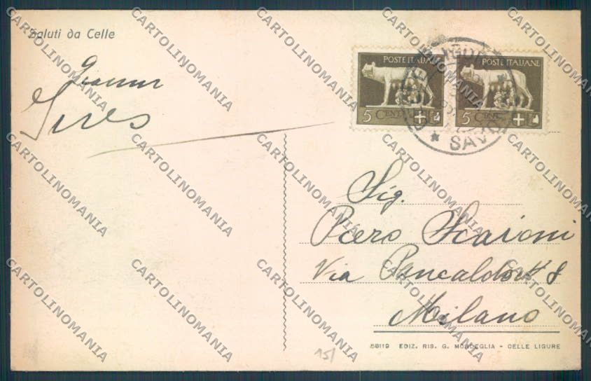Savona Celle Ligure cartolina ZQ1168 – retro
