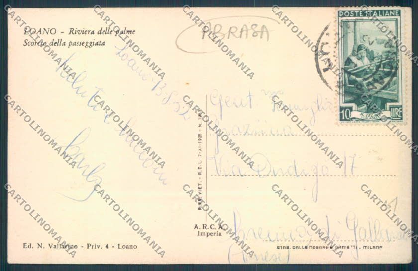 Savona Loano ABRASA cartolina ZQ1189 – retro