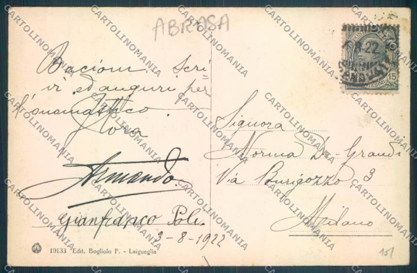 Savona Laigueglia ABRASA cartolina ZQ1322 – retro