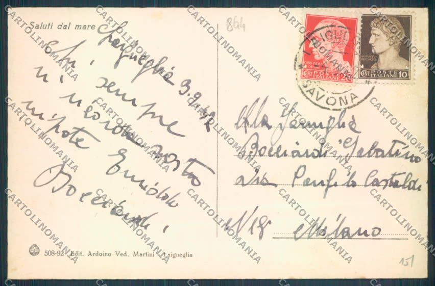 Savona Laigueglia cartolina ZQ1325 – retro