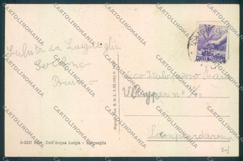 Savona Laigueglia Colonia cartolina ZQ1366 – retro