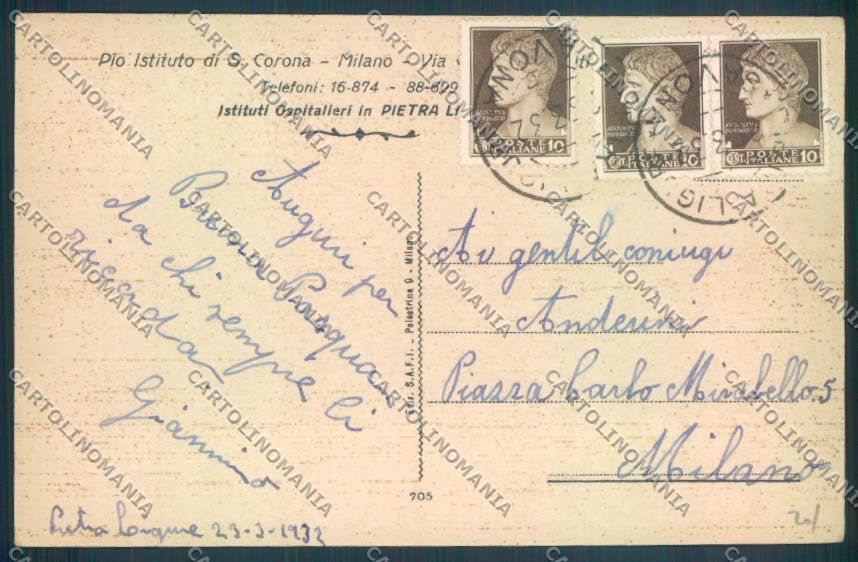 Savona Pietra Ligure Ospedale cartolina ZQ1411 – retro