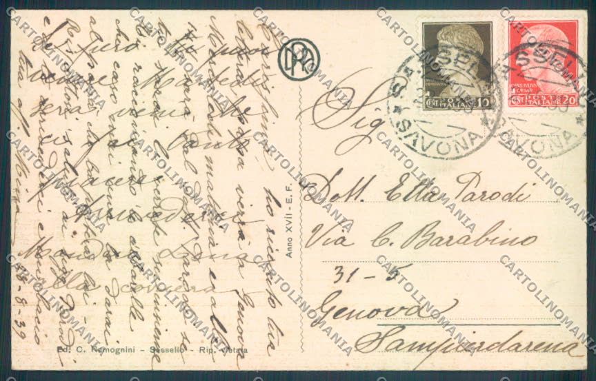 Savona Sassello cartolina ZQ1575 – retro