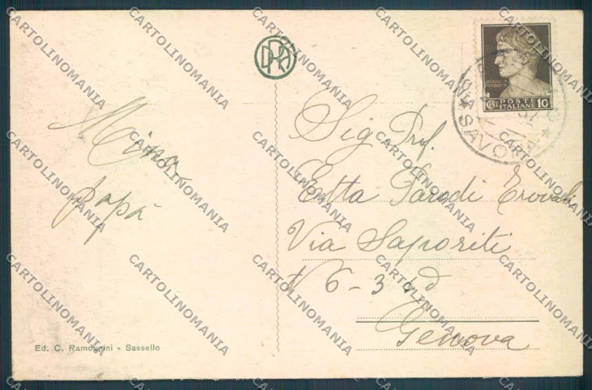 Savona Sassello Cascata PIEGHINA cartolina ZQ1576 – retro