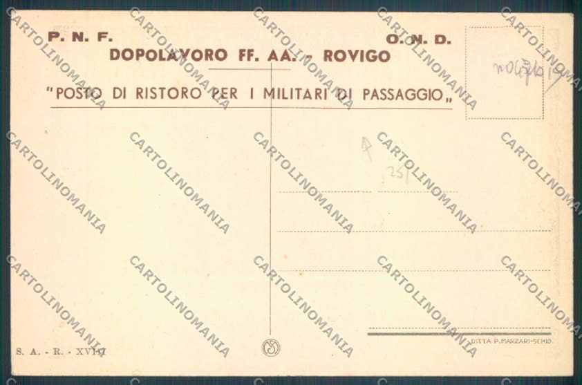 Rovigo Città PNF OND cartolina ZQ1727 – retro