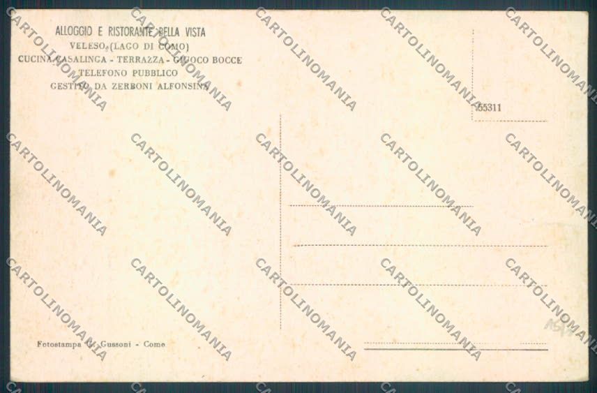 Como Veleso cartolina ZQ1937 – retro