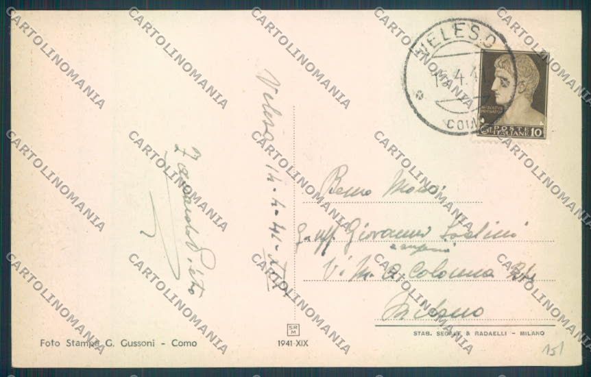 Como Veleso cartolina ZQ1938 – retro