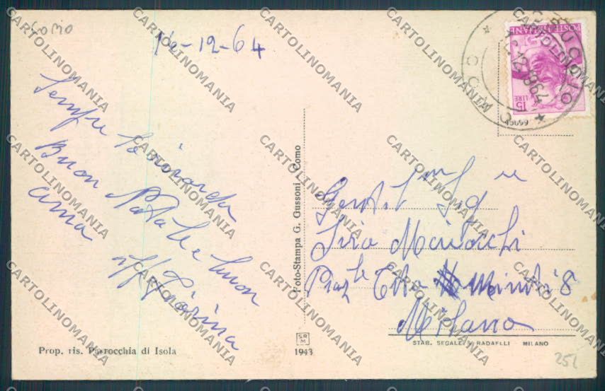 Como Ossuccio Isola Comacina cartolina ZQ2080 – retro