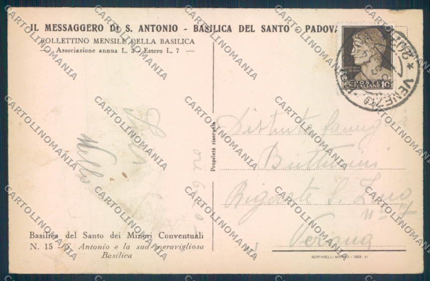 Padova Città Antonio da Padova cartolina ZQ2168 – retro