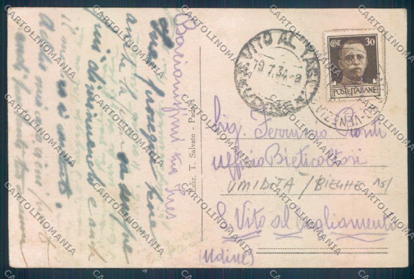 Padova Città Poste TRACCE UMIDO PIEGHE cartolina ZQ2259 – retro