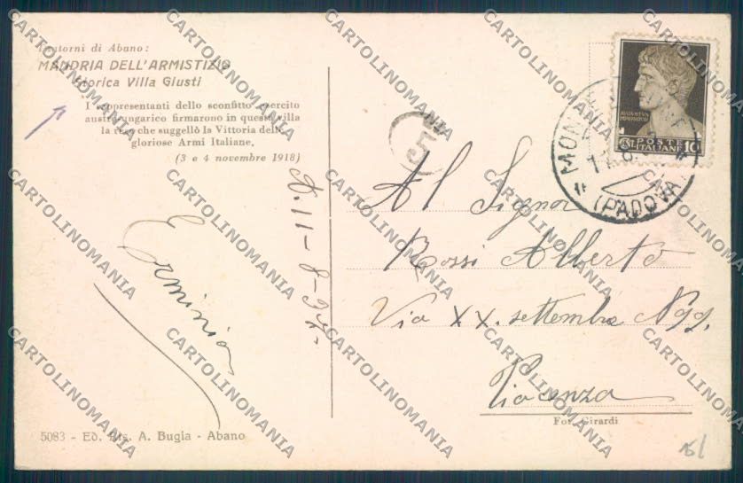 Padova Città Armistizio Mandria cartolina ZQ2316 – retro