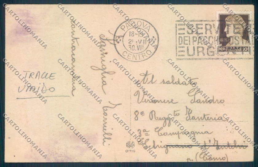 Padova Città TRACCE UMIDO cartolina ZQ2366 – retro