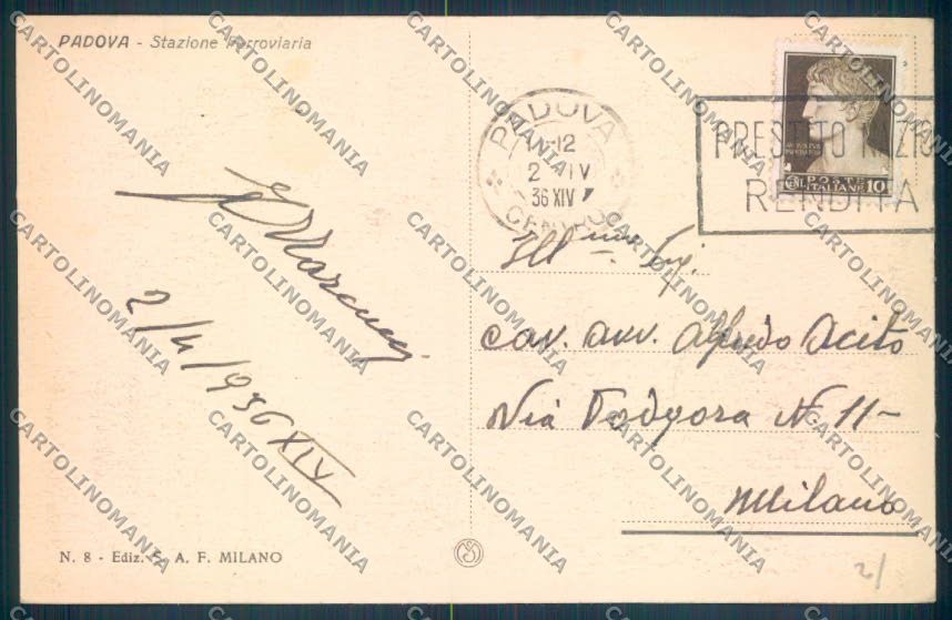 Padova Città Stazione cartolina ZQ2390 – retro