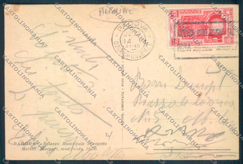 Padova Città PIEGHINE cartolina ZQ2444 – retro