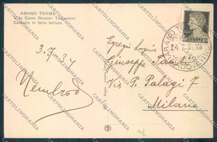 Padova Abano Terme cartolina ZQ2481 – retro