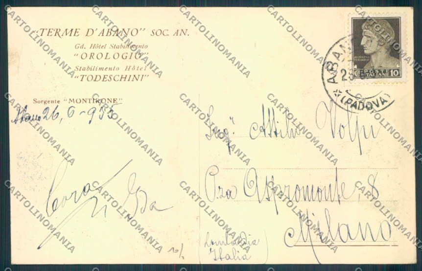 Padova Abano Terme cartolina ZQ2499 – retro
