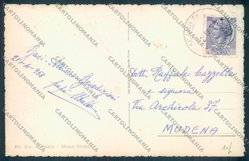 Padova Abano Terme cartolina ZQ2507 – retro