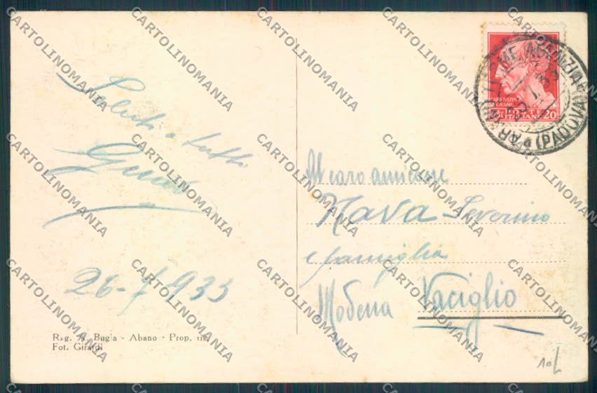 Padova Abano Terme cartolina ZQ2508 – retro