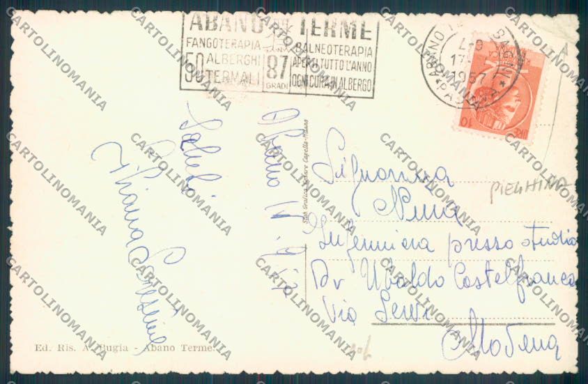 Padova Abano Terme PIEGHINA cartolina ZQ2510 – retro