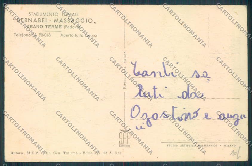 Padova Abano Terme cartolina ZQ2513 – retro