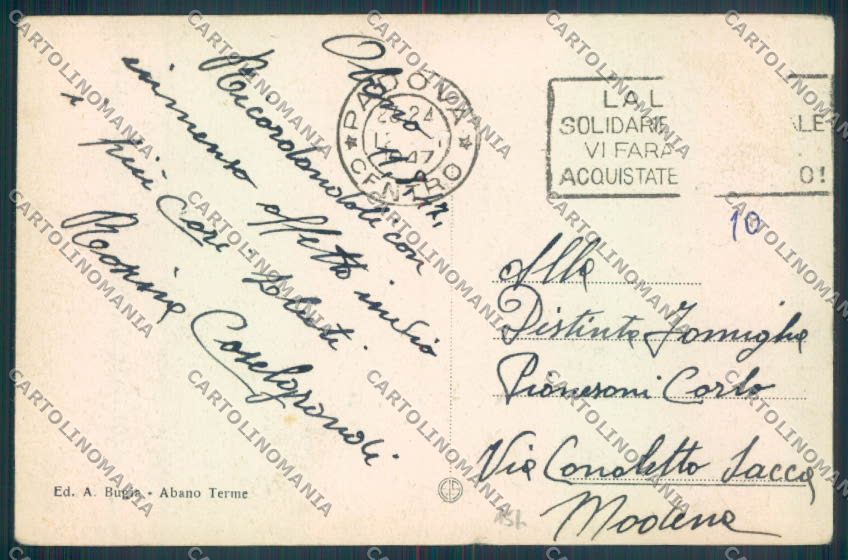 Padova Abano Terme cartolina ZQ2532 – retro