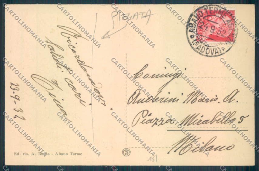 Padova Abano Terme Tram Edicola PIEGATA cartolina ZQ2536 – retro