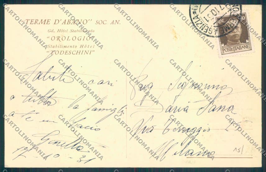 Padova Abano Terme cartolina ZQ2541 – retro