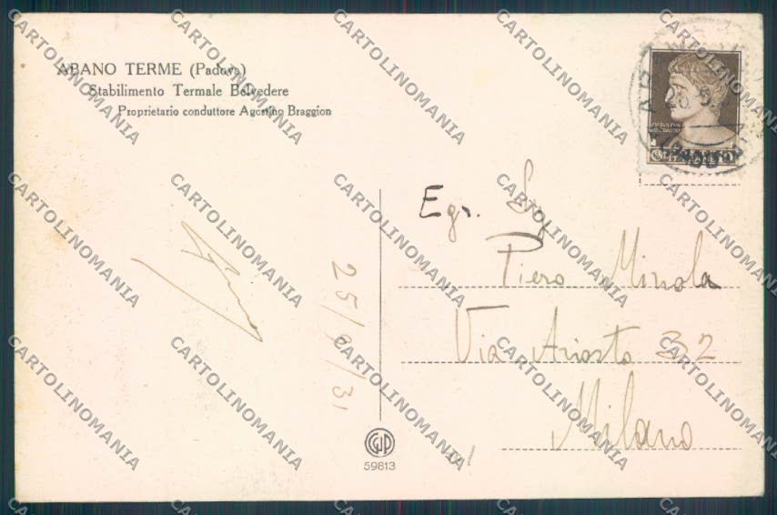 Padova Abano Terme cartolina ZQ2560 – retro
